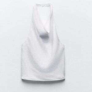 NWT Zara Linen Halter Top White Size Small